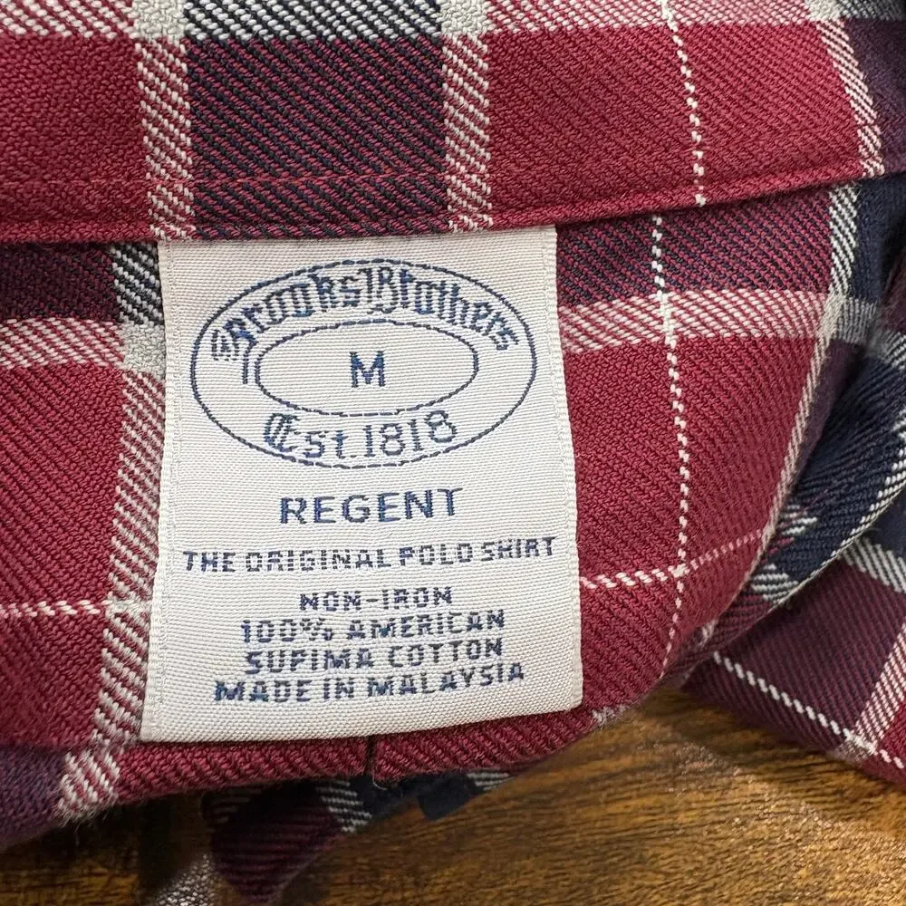 Brooks Brothers‎ Mens Size M Regent Shirt Button Up Plaid Non Iron Supima Cotton